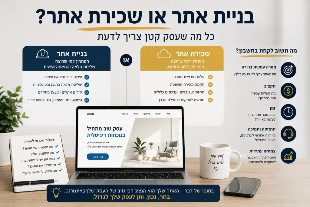 בניית אתר או שכירת אתר אינטרנט